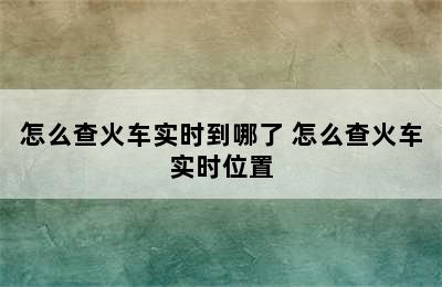 怎么查火车实时到哪了 怎么查火车实时位置